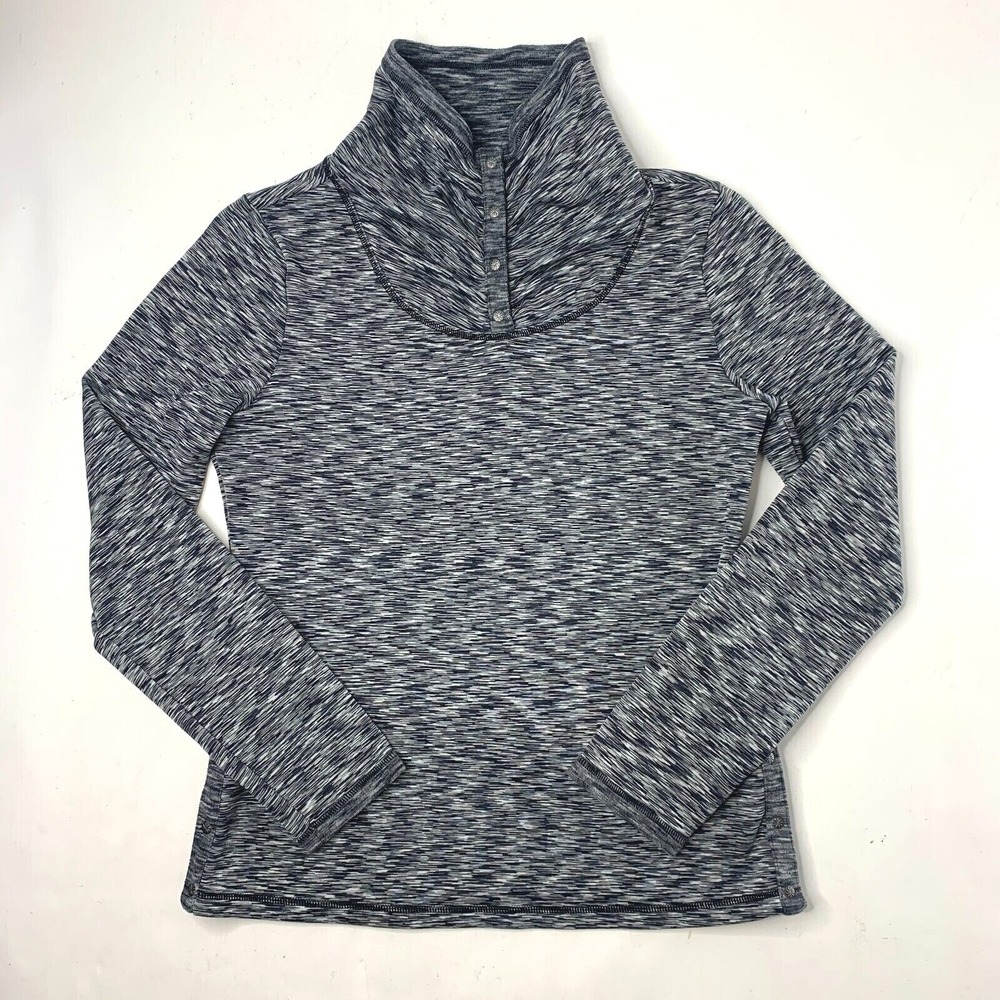 Athleta Women's Medium Coastal Space Dye Gray Pullover Fleece Lined Mock Neck